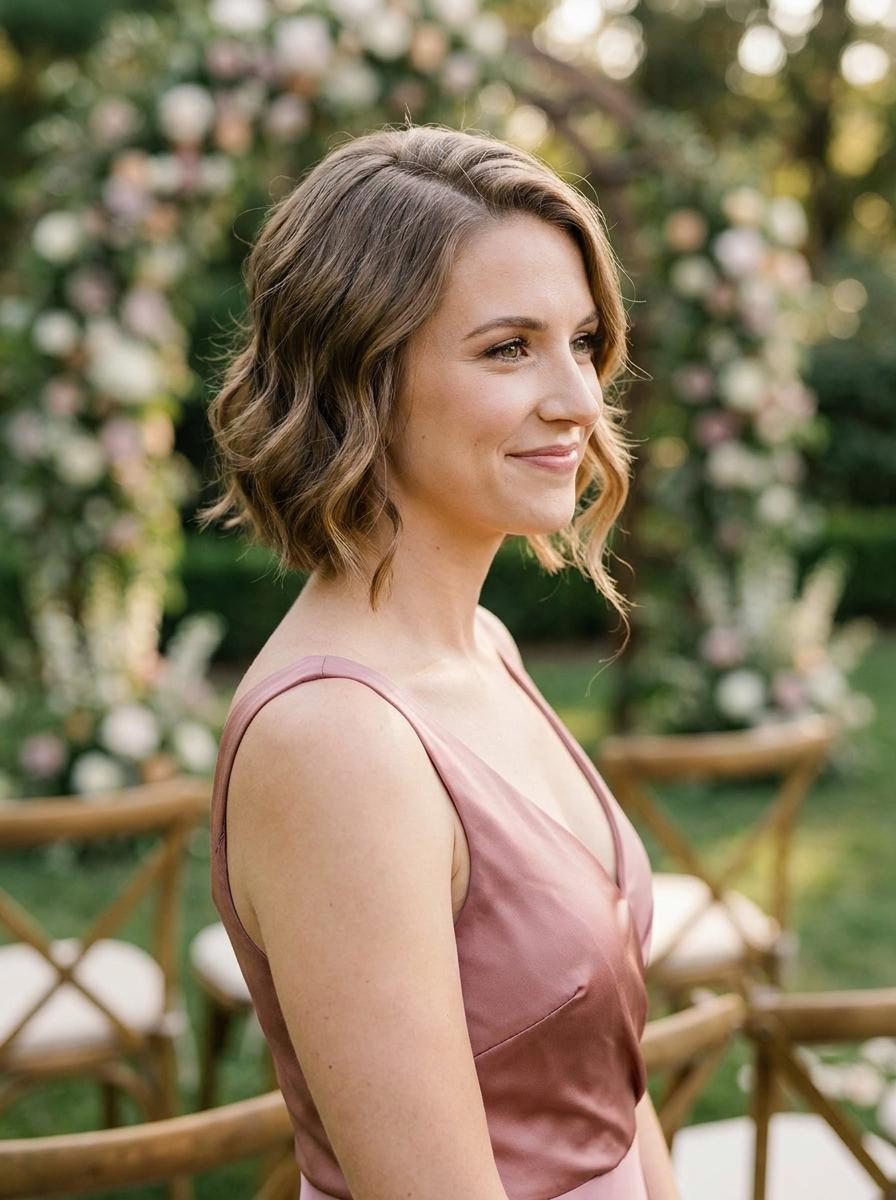 Kurze Haare elegant gestylt - elegante Brautjungfernfrisur